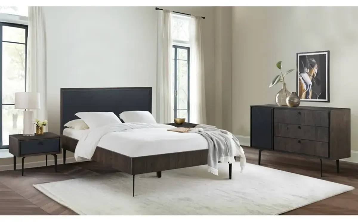 Cross Solid Oak and Metal King or Queen Platform Bed Frame