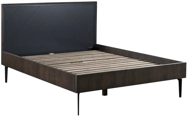 Cross Solid Oak and Metal King or Queen Platform Bed Frame