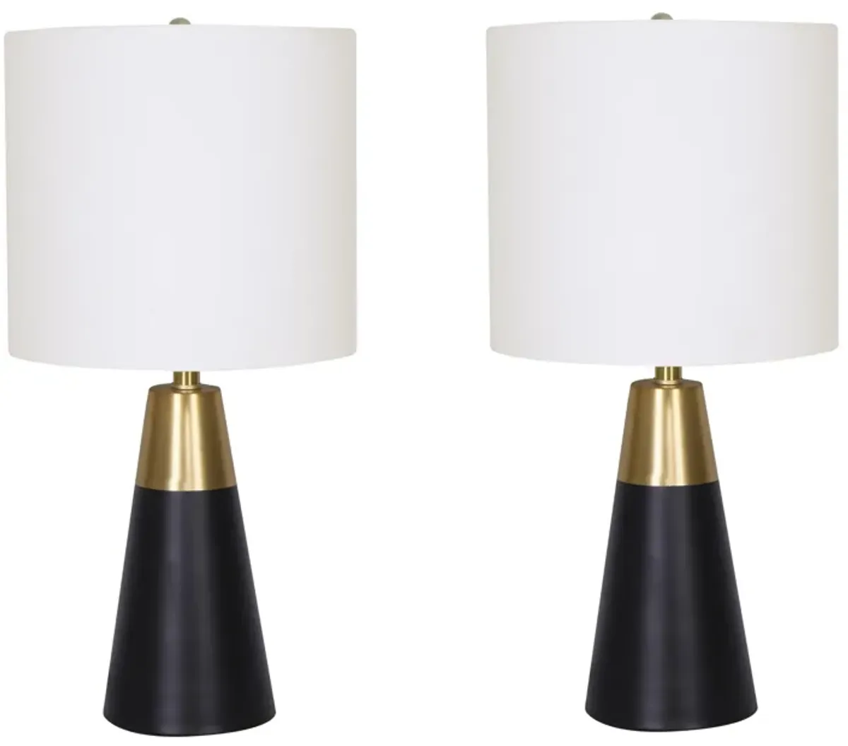 Metal,s/2,23"h,2tone Cone Tbl Lamps,blk/gld