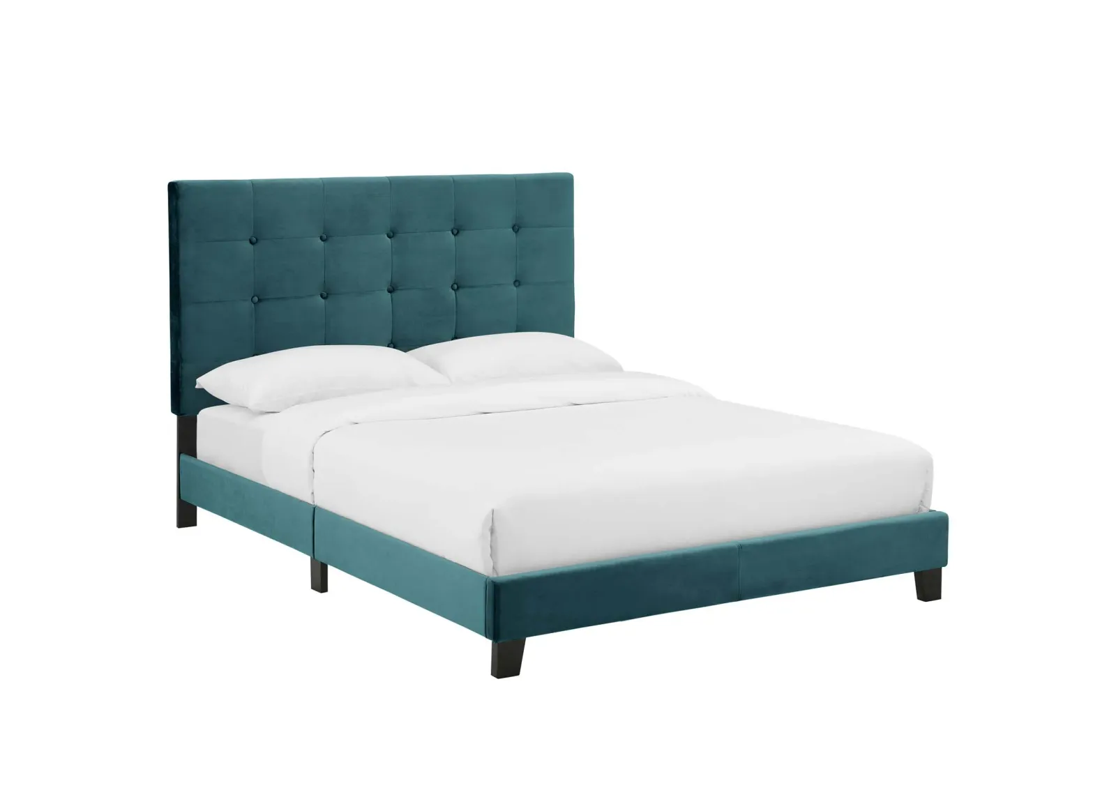 Melanie King Tufted Button Upholstered Performance Velvet Platform Bed