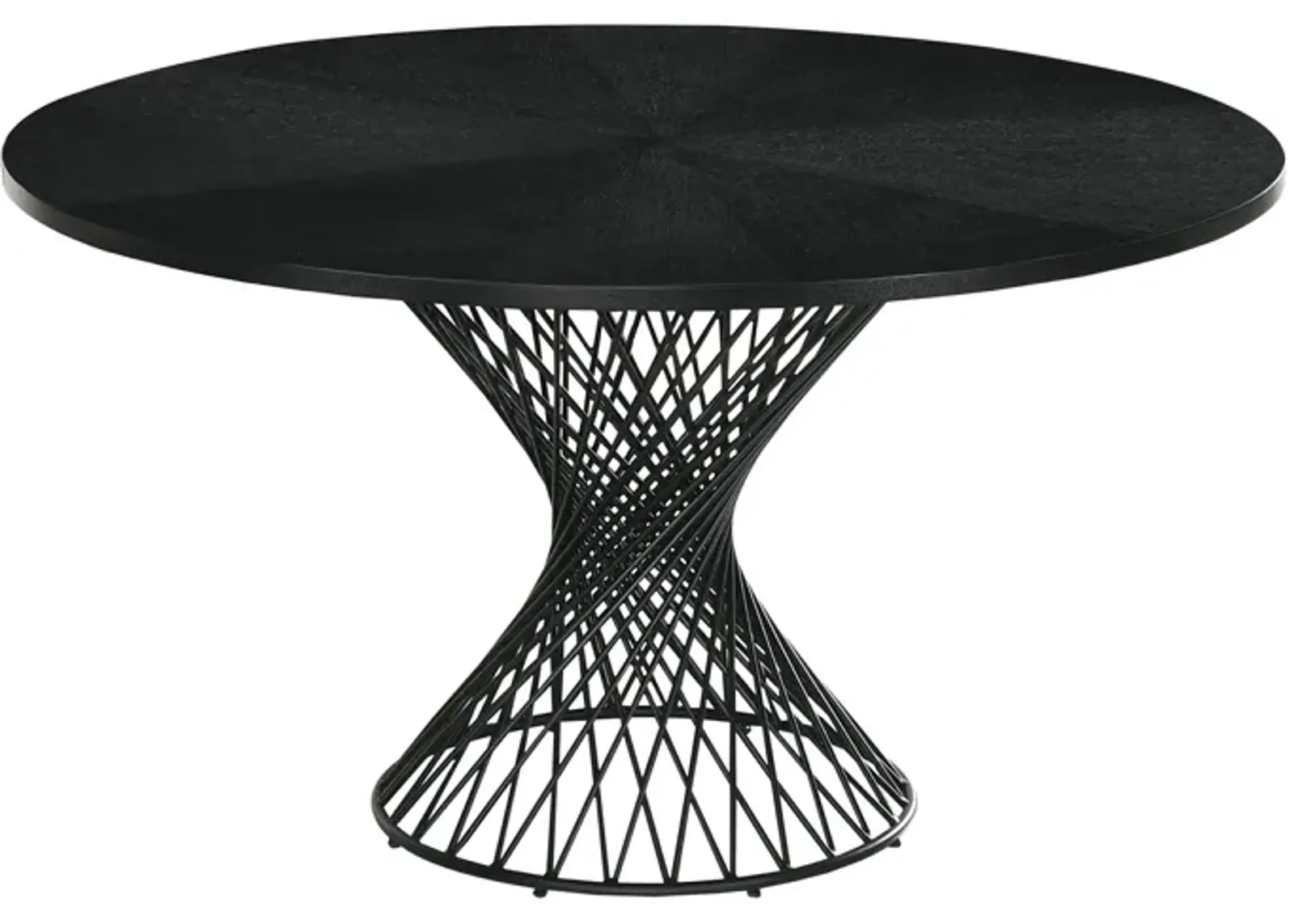 Cirque 54" Round Black Wood and Metal Pedestal Dining Table