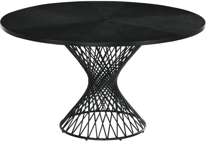 Cirque 54" Round Black Wood and Metal Pedestal Dining Table