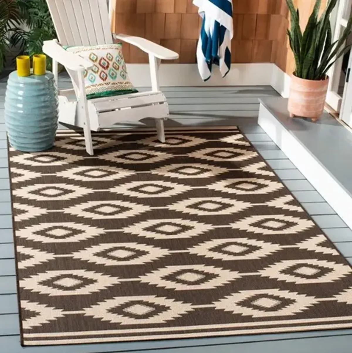 Safavieh BEACH HOUSE Collection BHS171U-3 Creme / Brown 3' X 5'