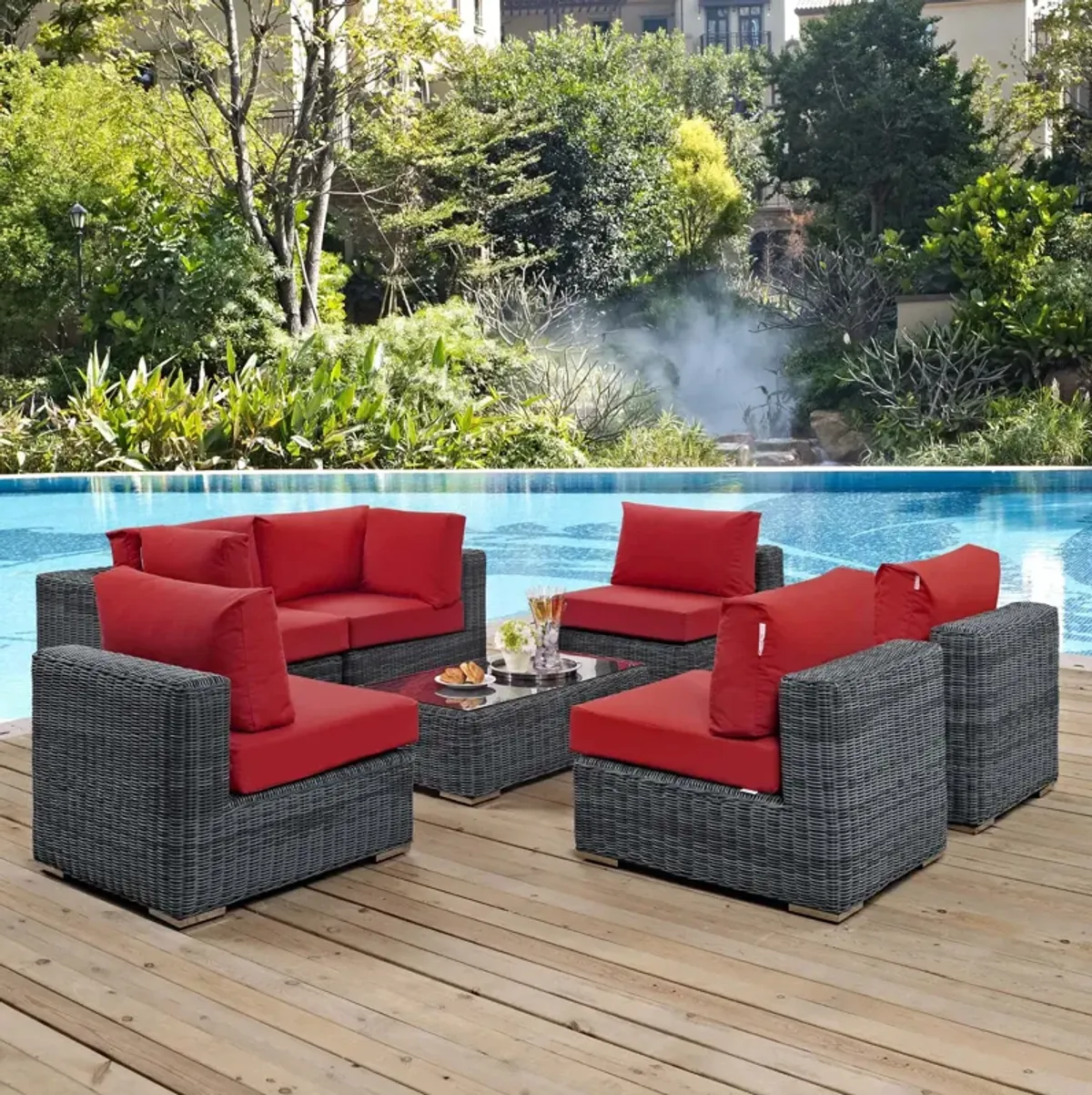 Summon 7 Piece Outdoor Patio Sunbrella® Sectional Set