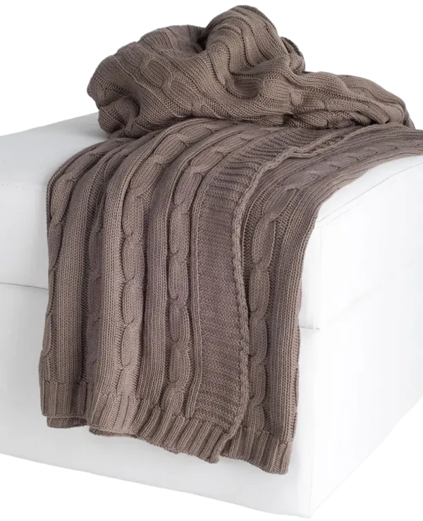 Cable Knit Taupe Throw