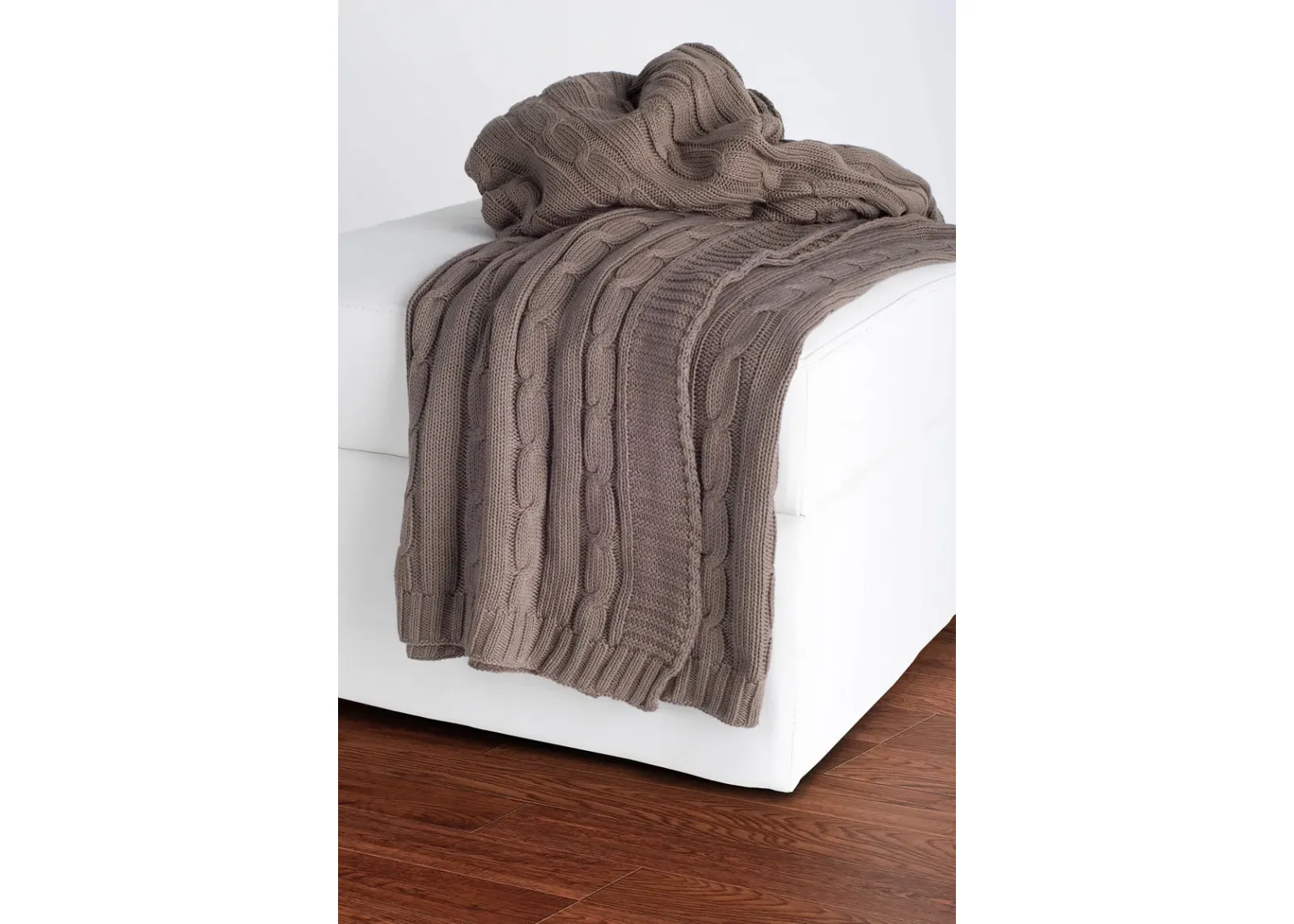 Cable Knit Taupe Throw