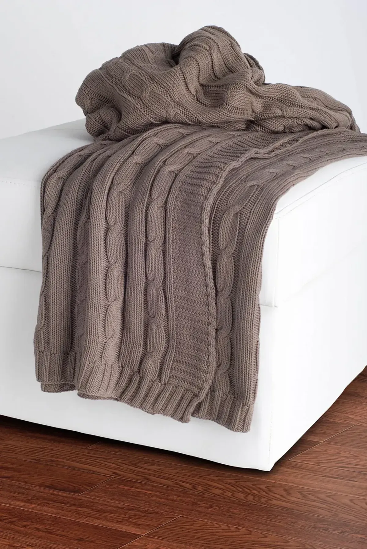 Cable Knit Taupe Throw