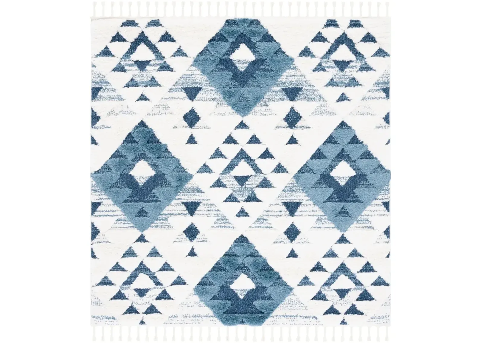 MOROCCAN TASSEL SHAG 688 BLUE  3' x 3' Square Square Rug