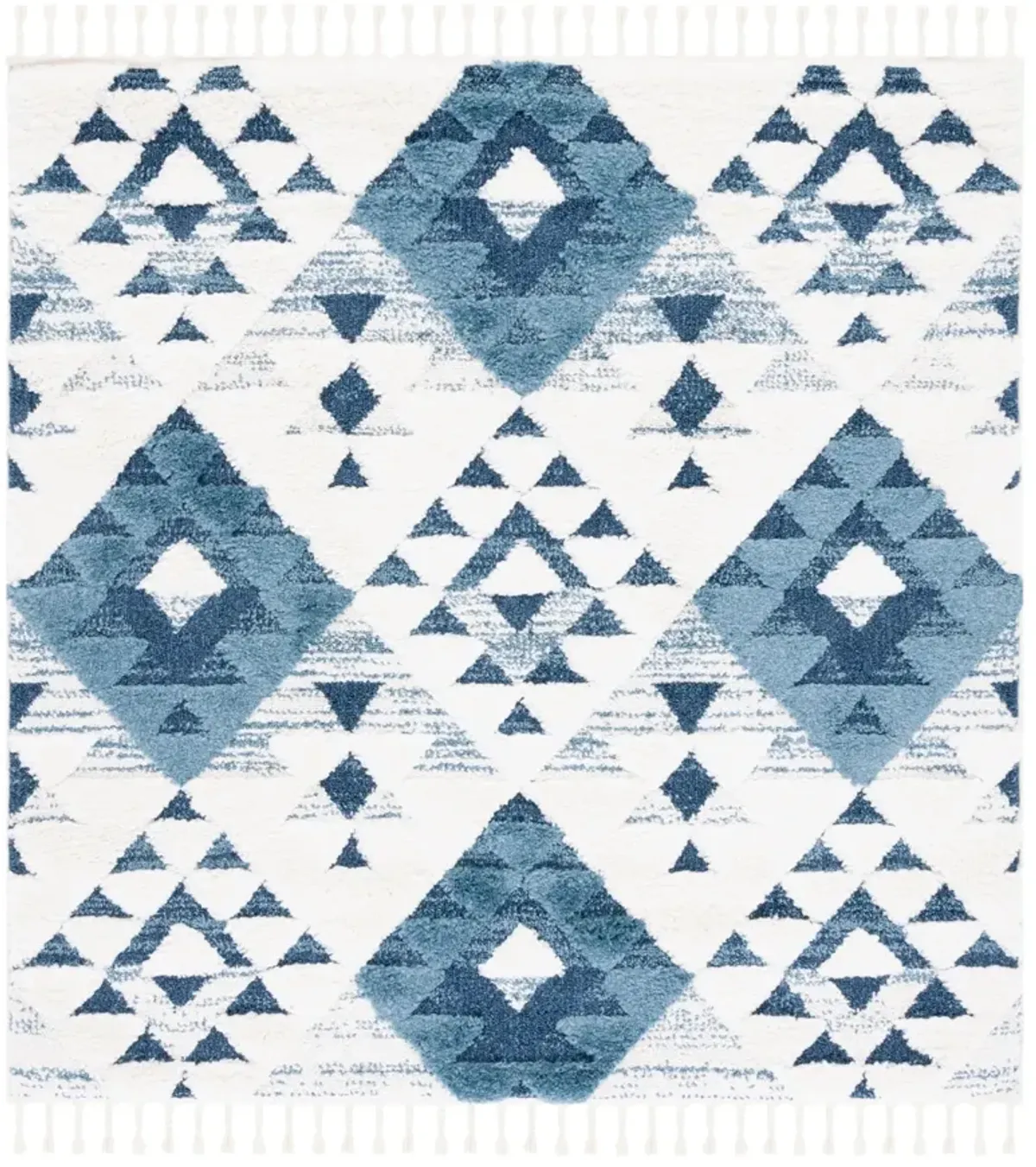 MOROCCAN TASSEL SHAG 688 BLUE  3' x 3' Square Square Rug