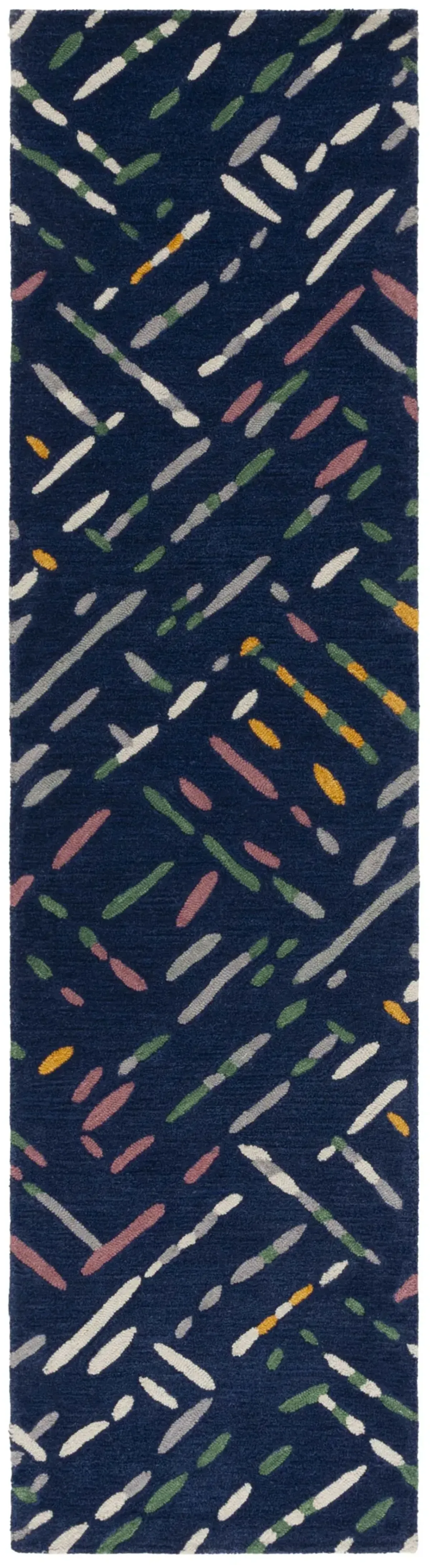 METRO 252 NAVY  2'-3' x 9' Runner Rug