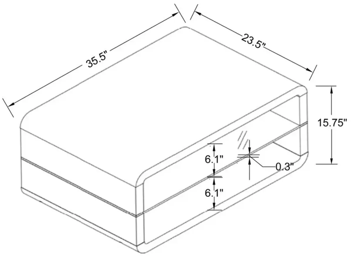 Elana Rectangle 2-shelf Coffee Table Glossy White