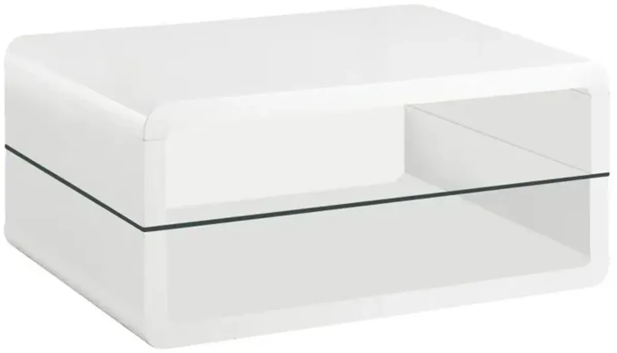 Elana Rectangle 2-shelf Coffee Table Glossy White