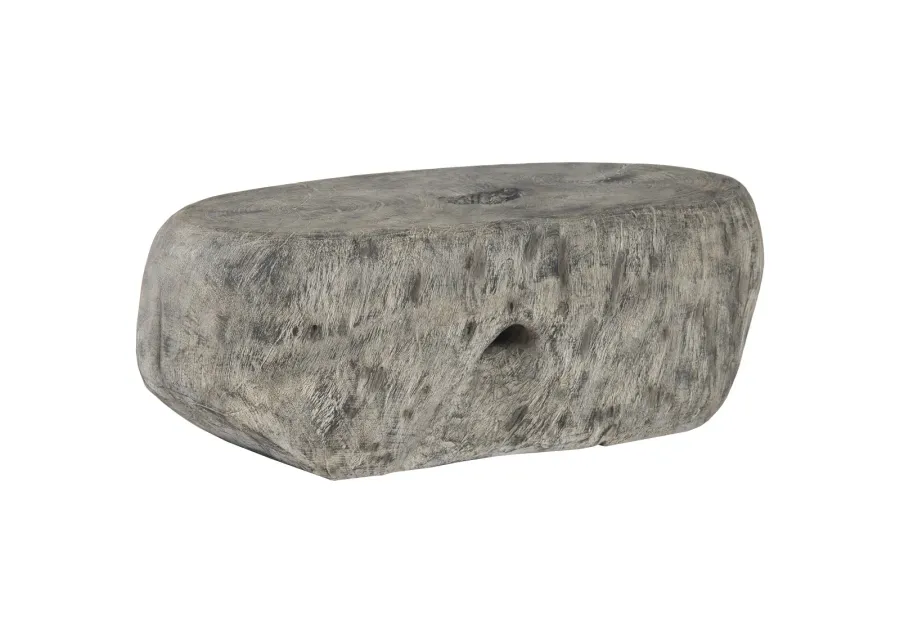 Cast Organic River Stone Coffee Table, Resin, Faux Gray Stone