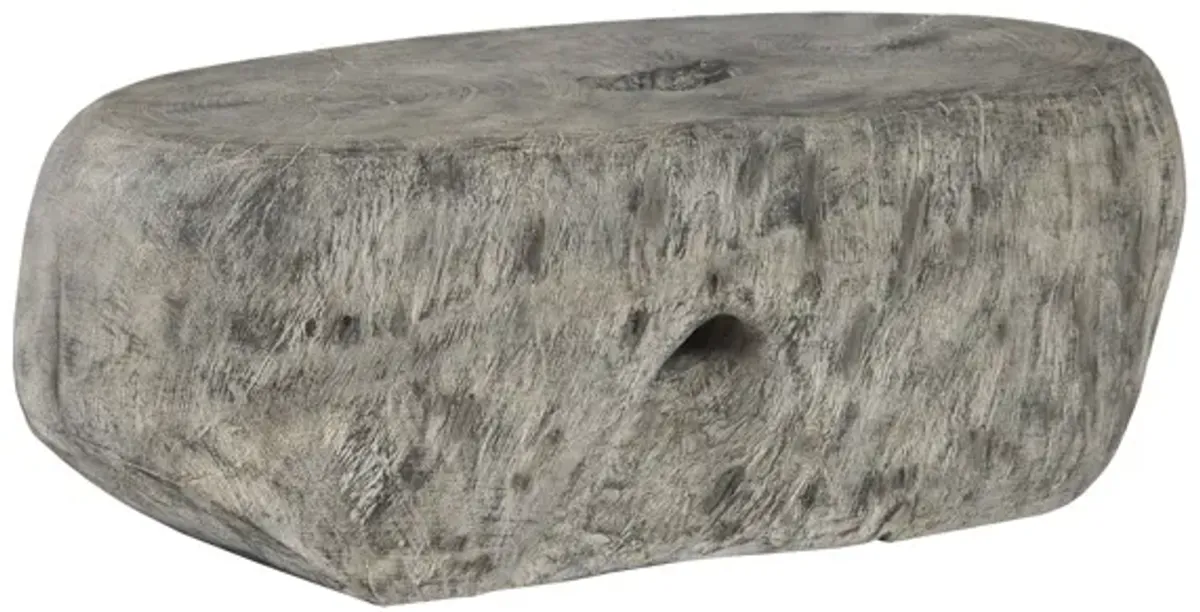 Cast Organic River Stone Coffee Table, Resin, Faux Gray Stone