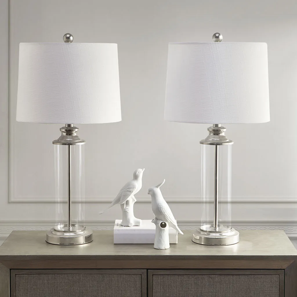 510 Design Clarity Silver Glass Cylinder Table Lamp Set of 2