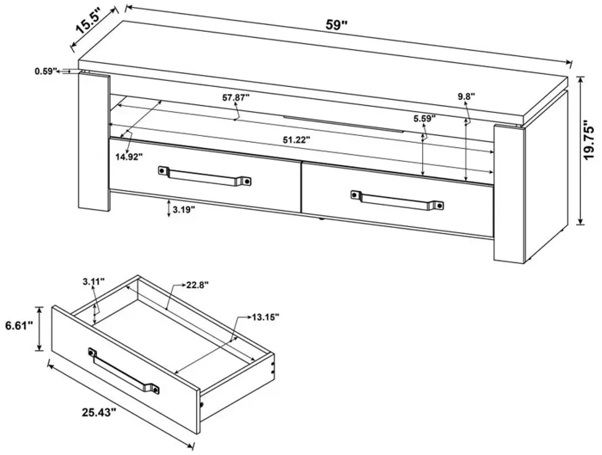 Elkton 2-drawer Engineered Wood 59" TV Stand Mango