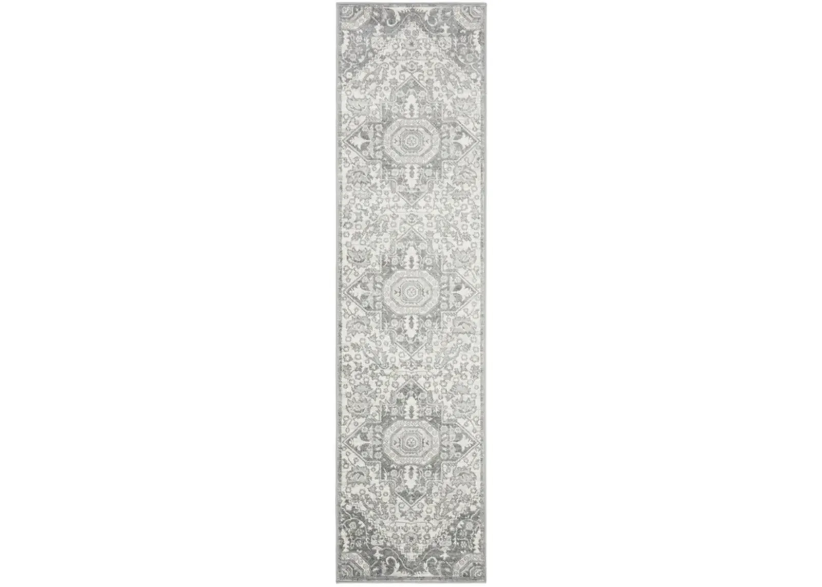 Brentwood 816 Grey / Cream 2' X 6' Runner Powerloomed Rug