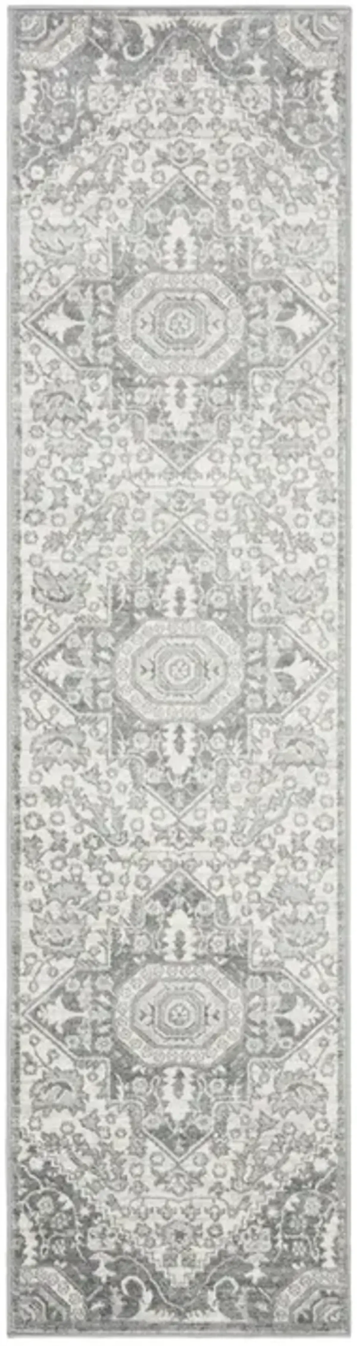 Brentwood 816 Grey / Cream 2' X 6' Runner Powerloomed Rug