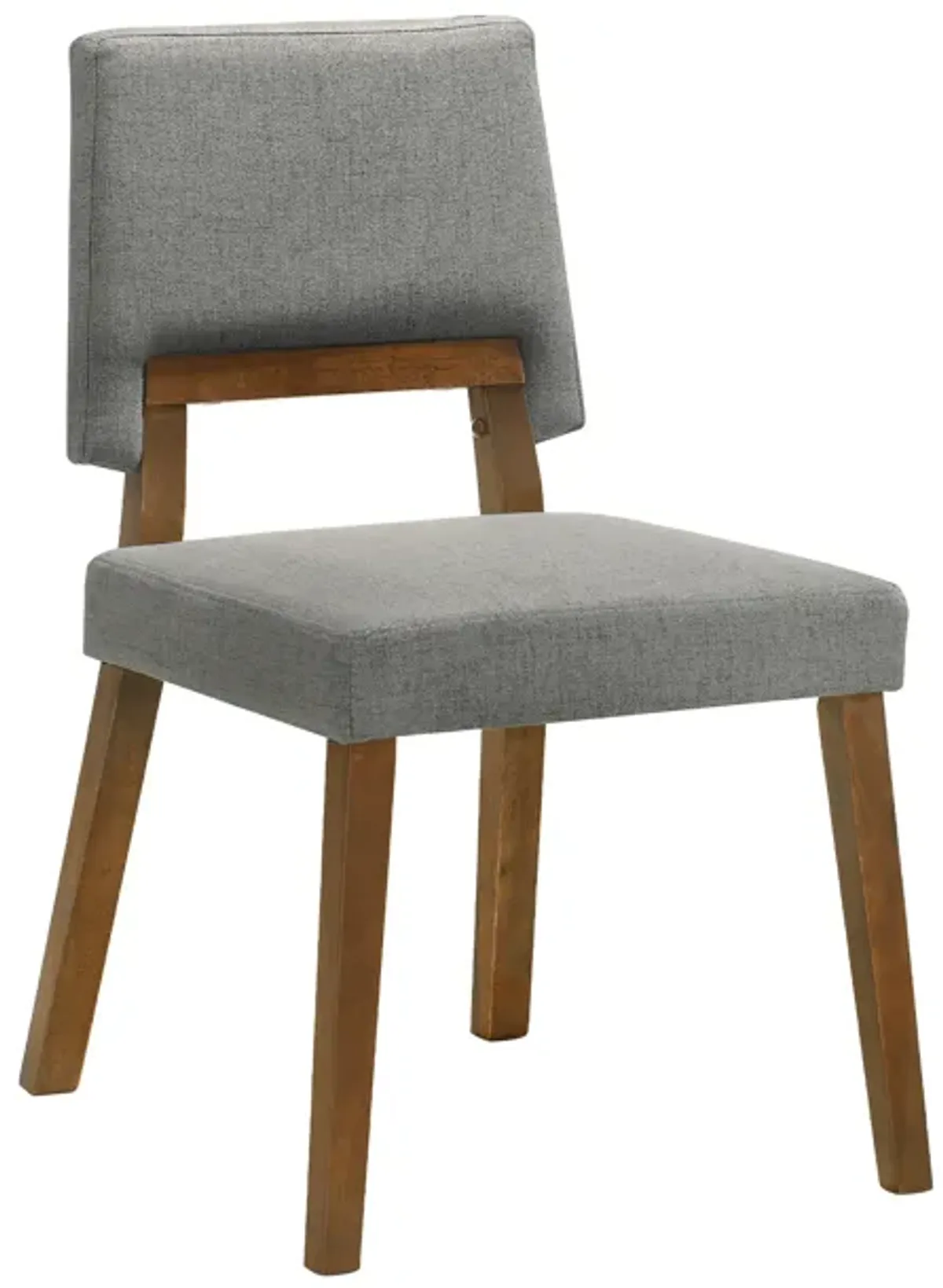 Channell Wood Dining Chair in Walnut Finish with Charcoal Fabric - Set of 2