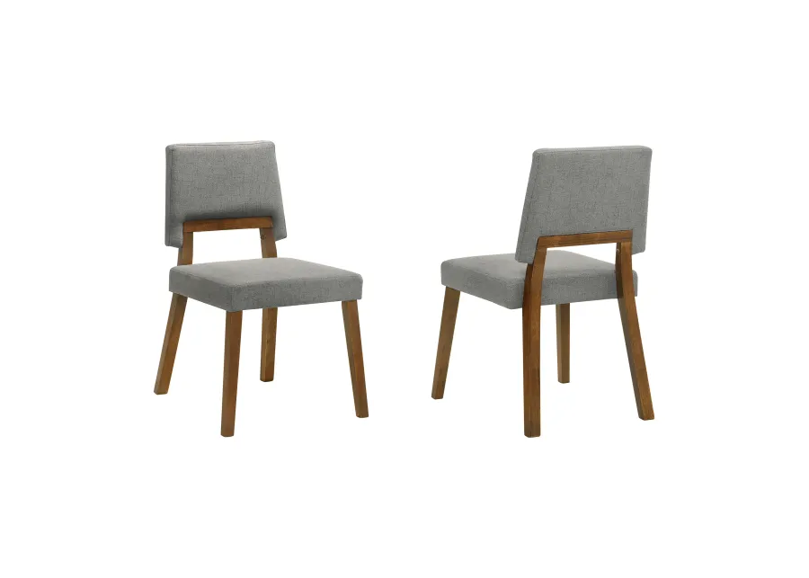 Channell Wood Dining Chair in Walnut Finish with Charcoal Fabric - Set of 2