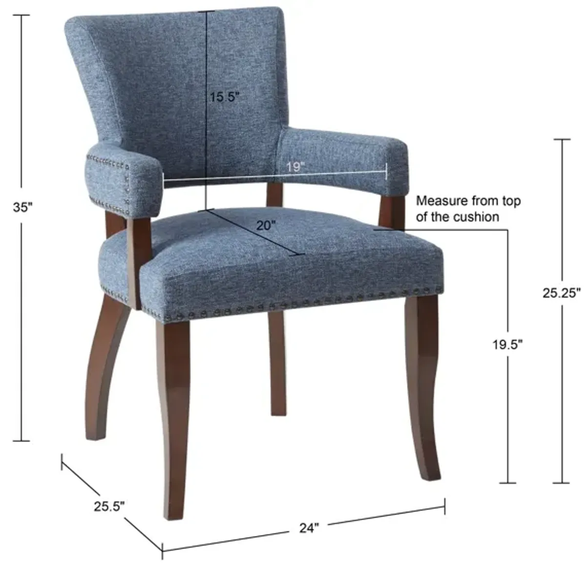 Madison Park Dawson Blue Arm Dining Chair