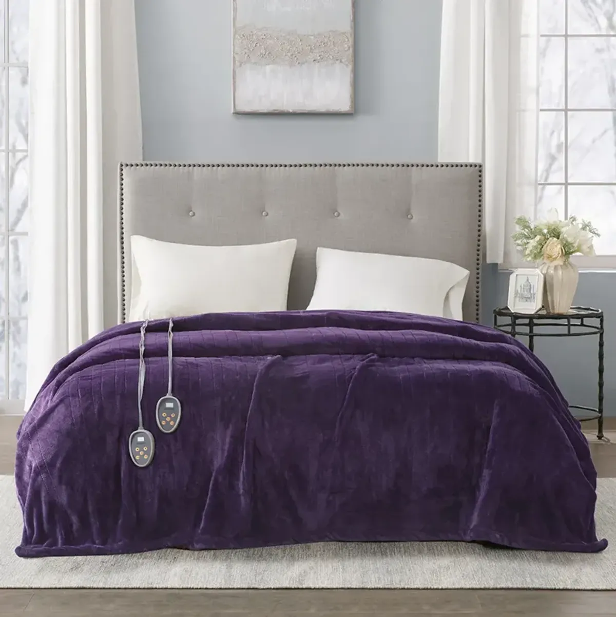 Beautyrest Heated Plush Purple Blanket