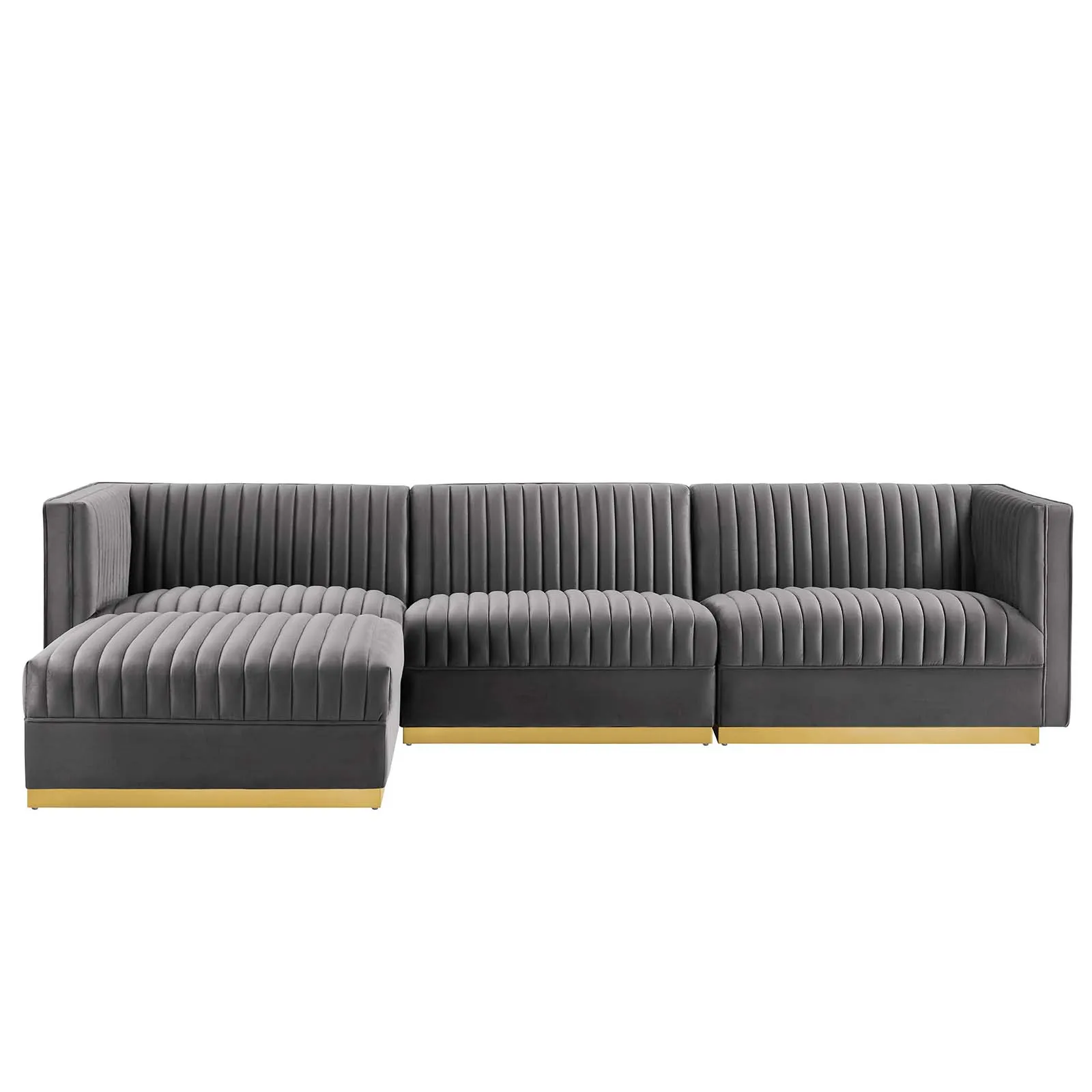 Sanguine Channel Tufted Performance Velvet 4-Piece Sectional 