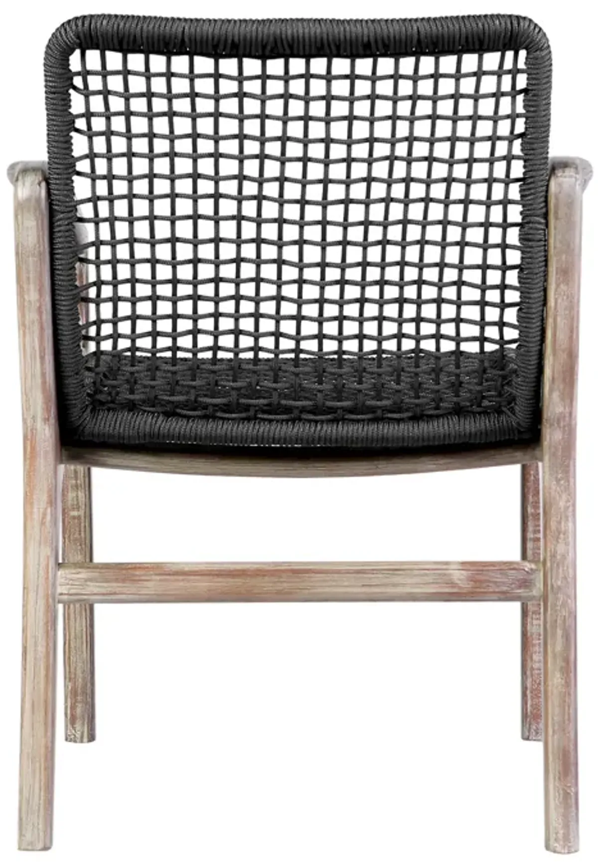 Brighton Outdoor Patio Dining Chair in Light Eucalyptus Wood and Charcoal Rope