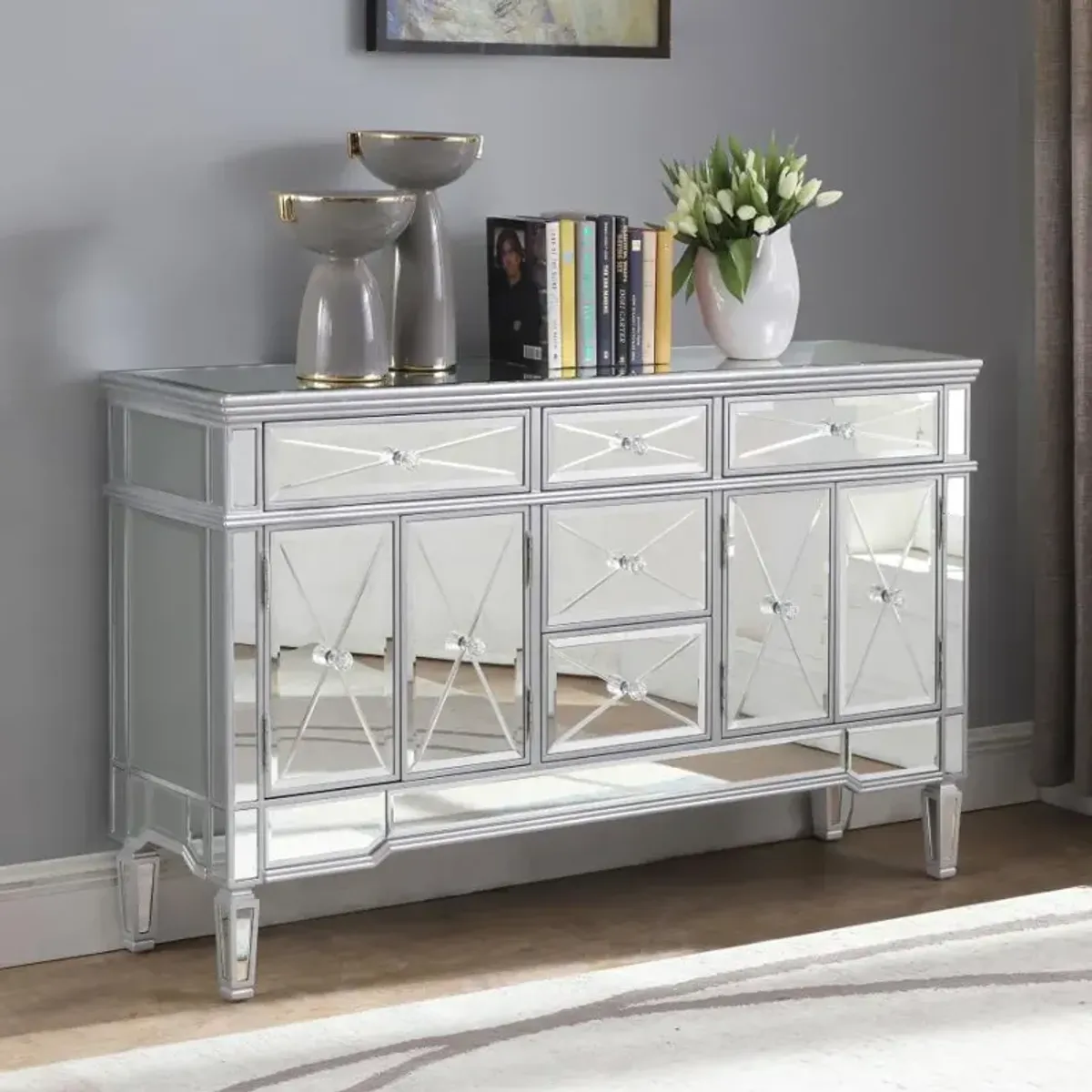 Duchess 5-drawer Accent Cabinet Silver