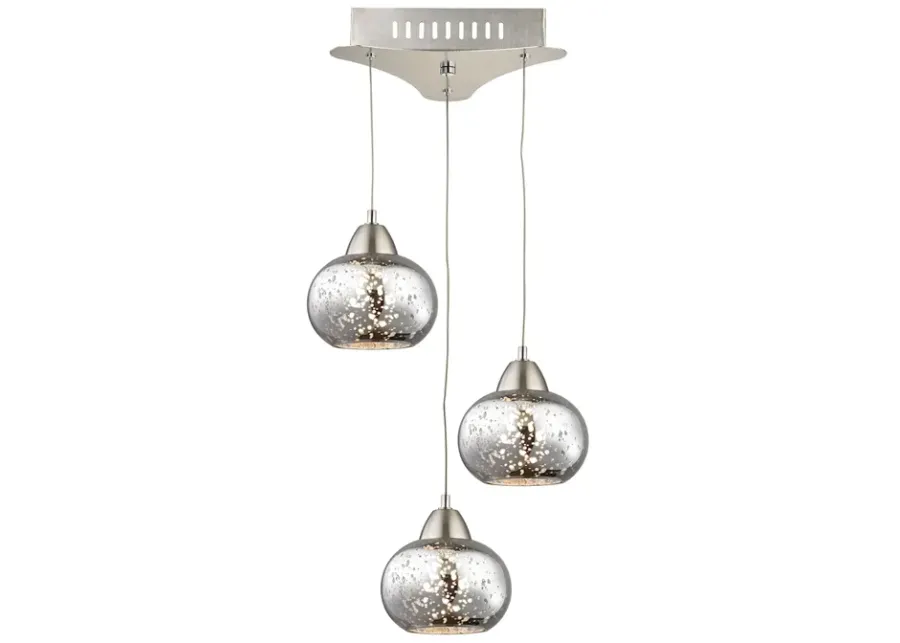 Ciotola Single LED Pendant Complete with Mercury Glass Shade and Holder