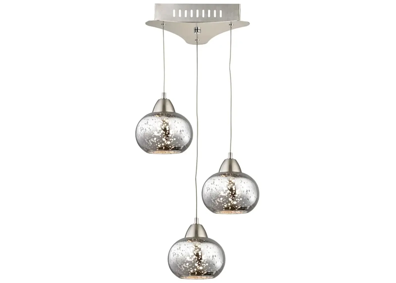 Ciotola Single LED Pendant Complete with Mercury Glass Shade and Holder