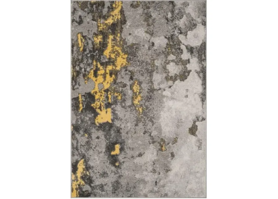 Adirondack Contemporary Grey / Yellow 12' X 12' Square Powerloomed Rug