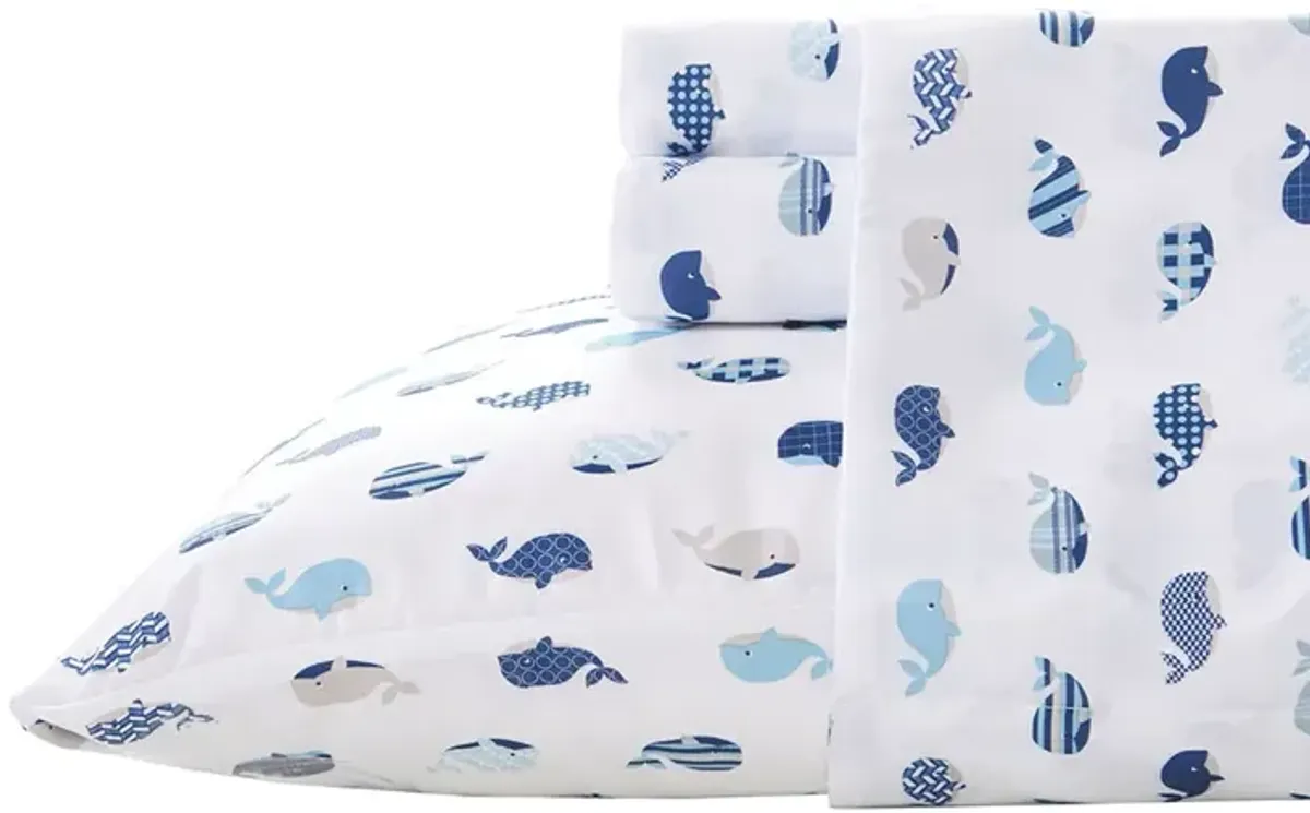 Mi Zone Printed Blue Whales Microfiber Sheet Set