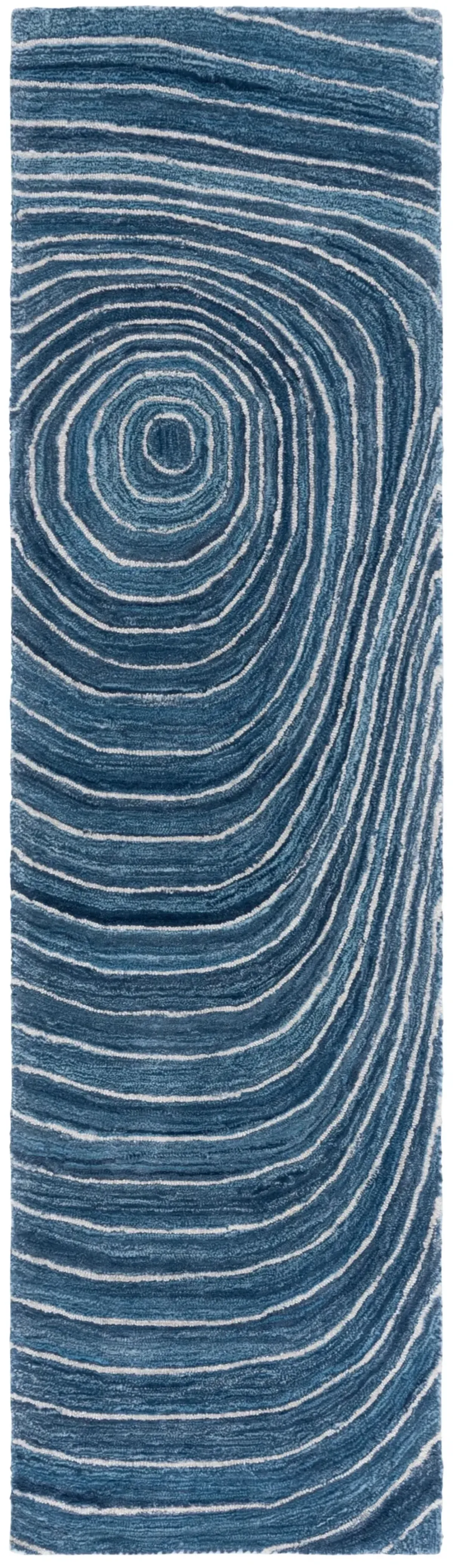 ABSTRACT 154 BLUE  2'-3' x 8' Runner Rug