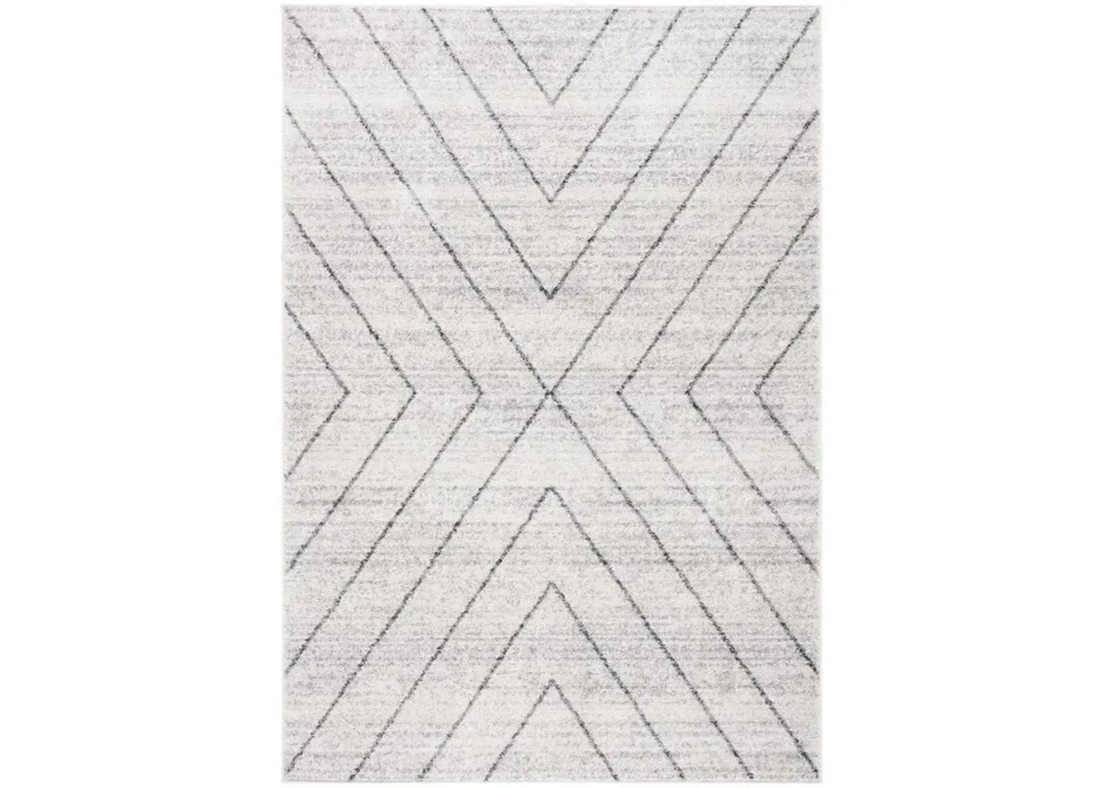 ADIRONDACK Contemporary Ivory / Dark Grey 5'-1" X 7'-6" Powerloomed Rug