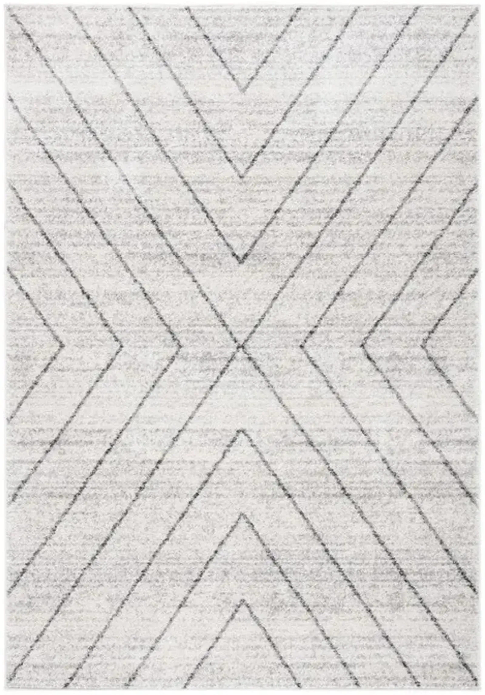 ADIRONDACK Contemporary Ivory / Dark Grey 5'-1" X 7'-6" Powerloomed Rug