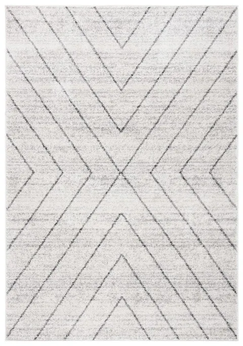 ADIRONDACK Contemporary Ivory / Dark Grey 5'-1" X 7'-6" Powerloomed Rug