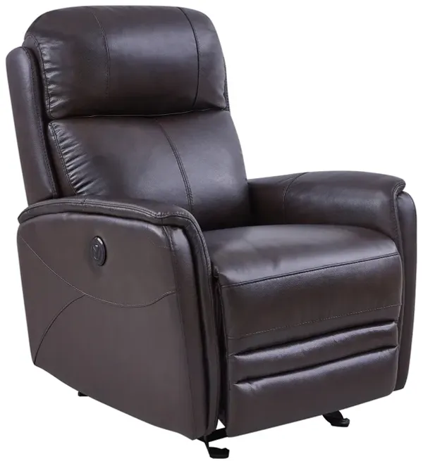 Wolfe Contemporary Recliner in Dark Brown Genuine Leather