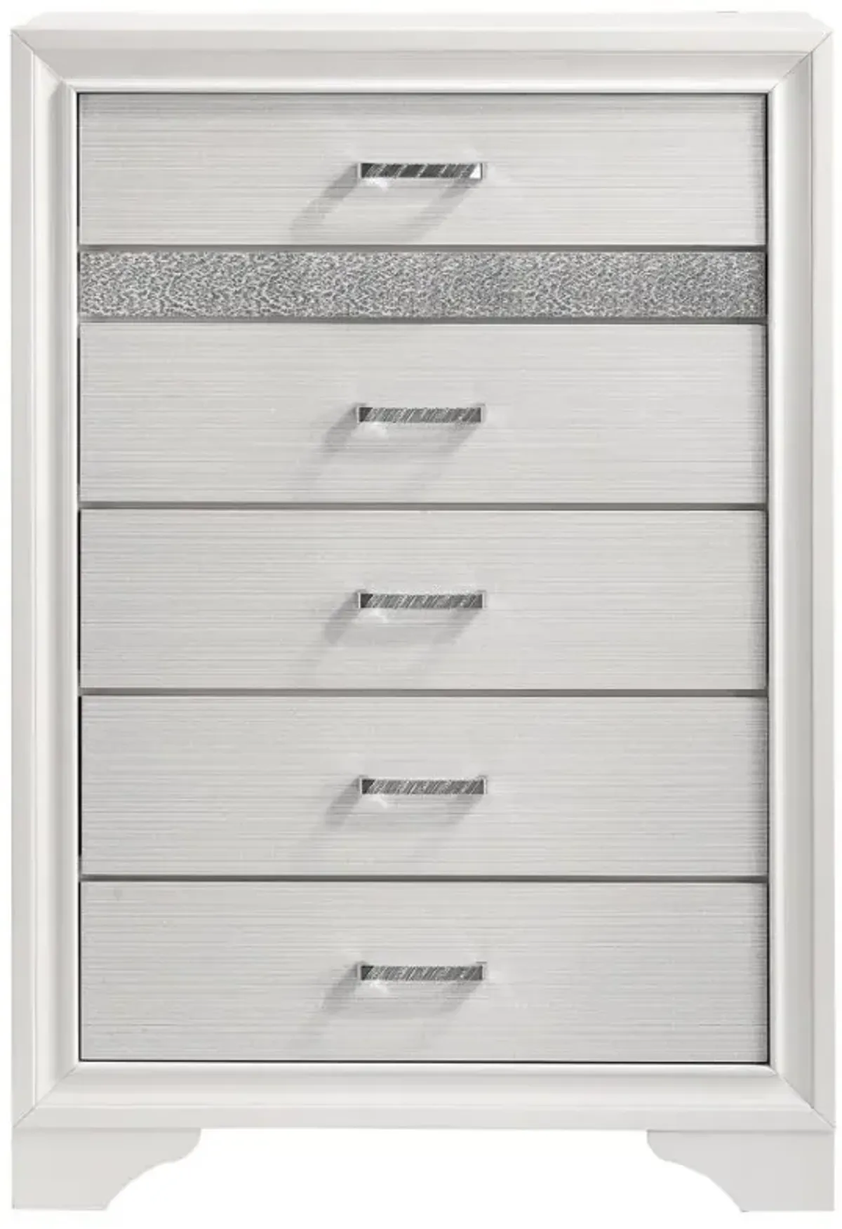 Miranda 5-drawer Chest White and Rhinestone