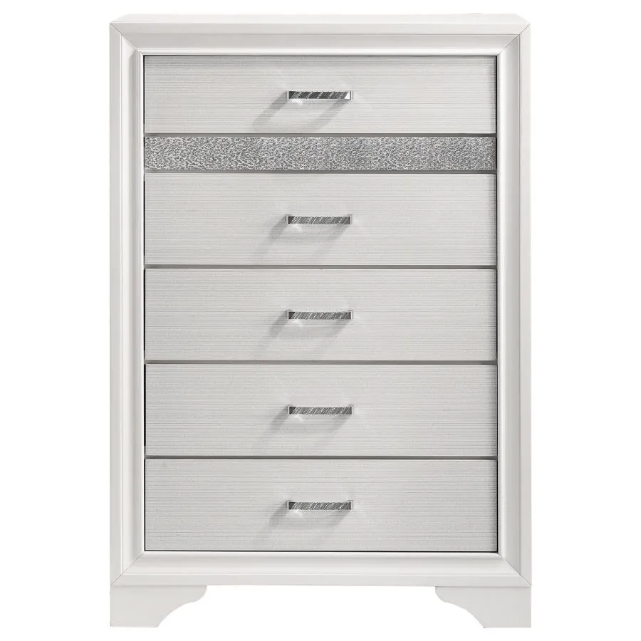 Miranda 5-drawer Chest White and Rhinestone