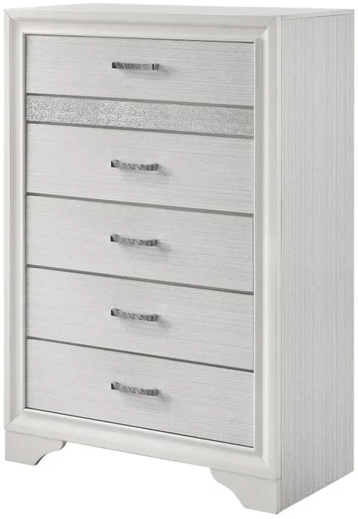 Miranda 5-drawer Chest White and Rhinestone