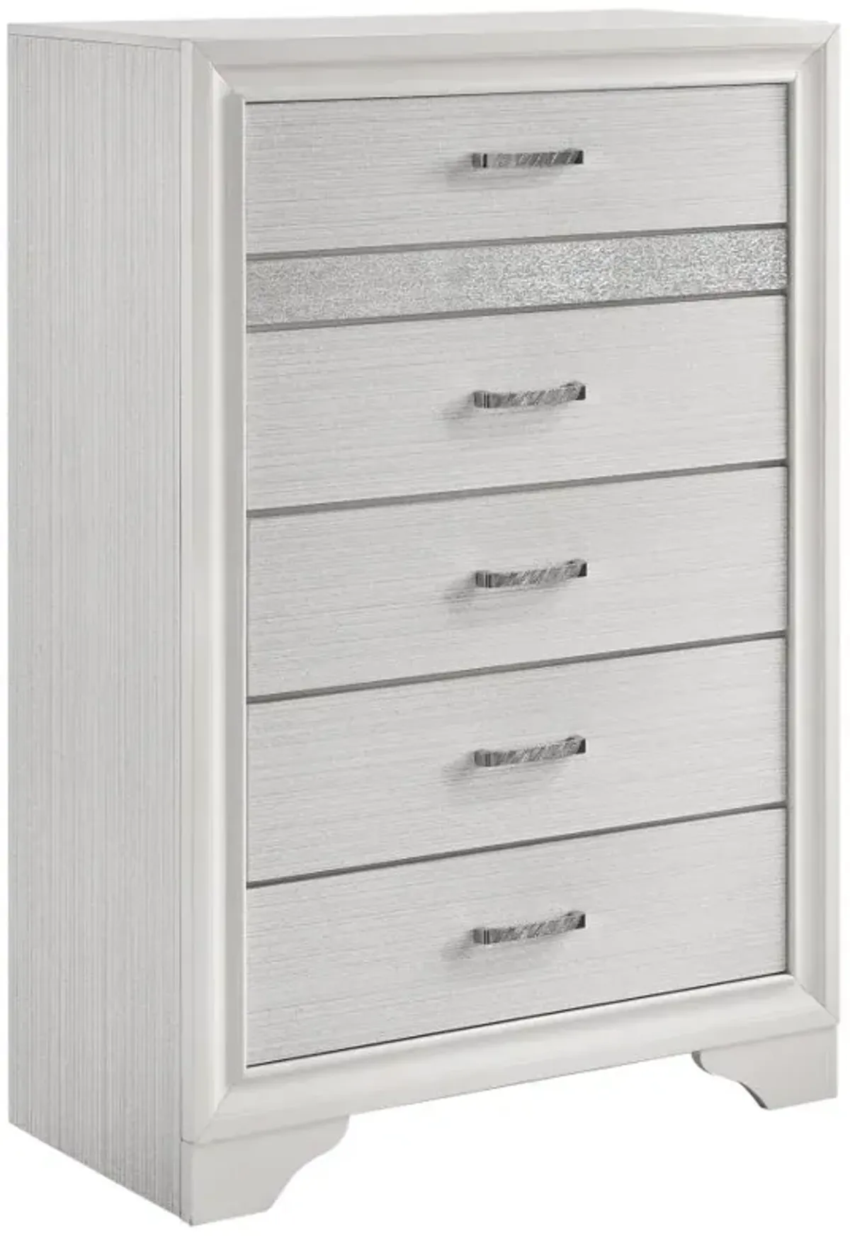 Miranda 5-drawer Chest White and Rhinestone