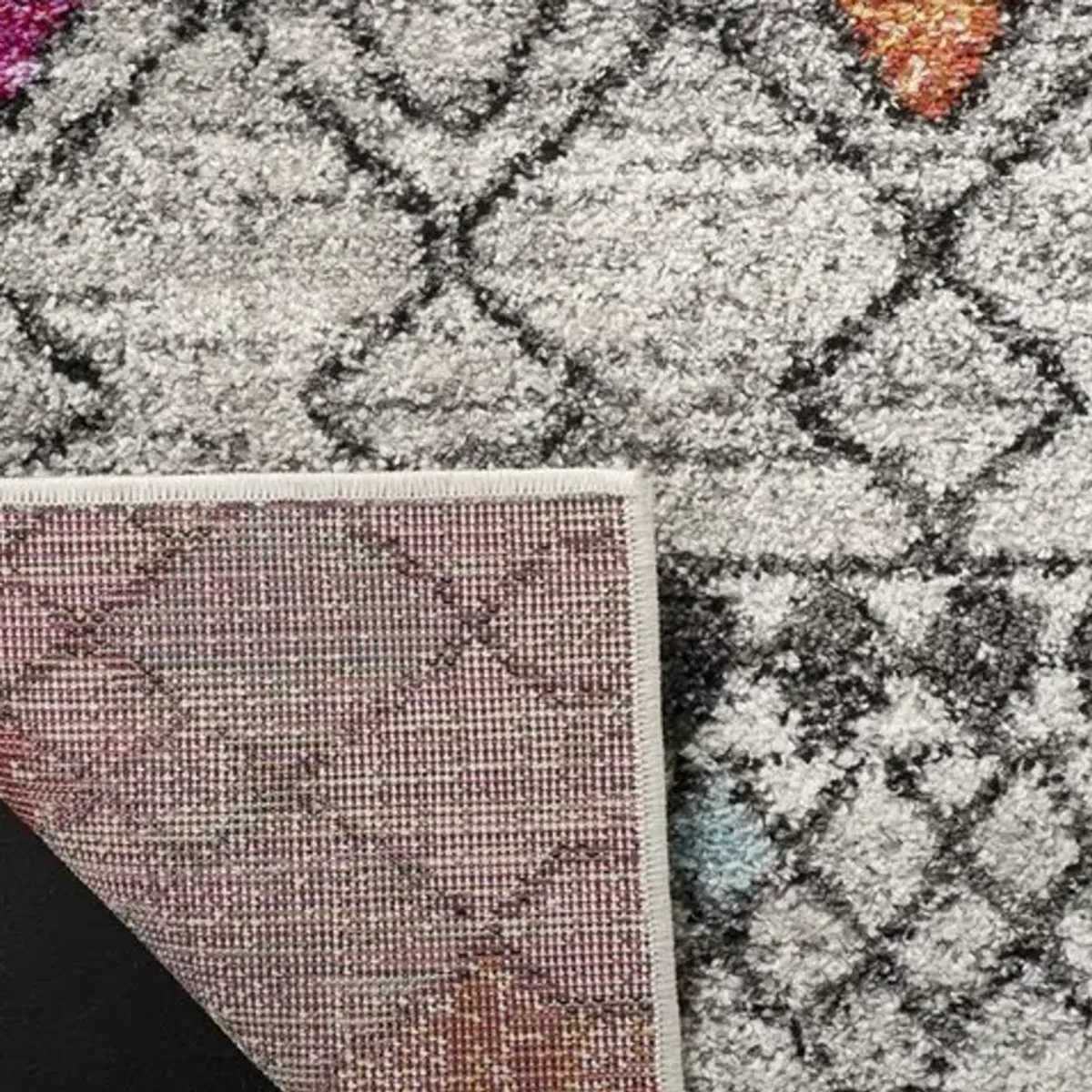 ADIRONDACK Contemporary Light Grey / Fuchsia 2'-6" X 12' Powerloomed Rug