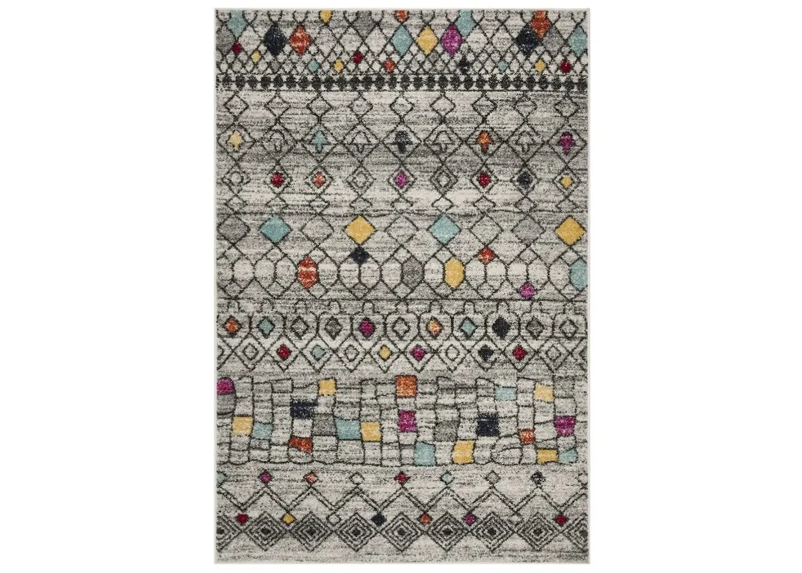 ADIRONDACK Contemporary Light Grey / Fuchsia 2'-6" X 12' Powerloomed Rug