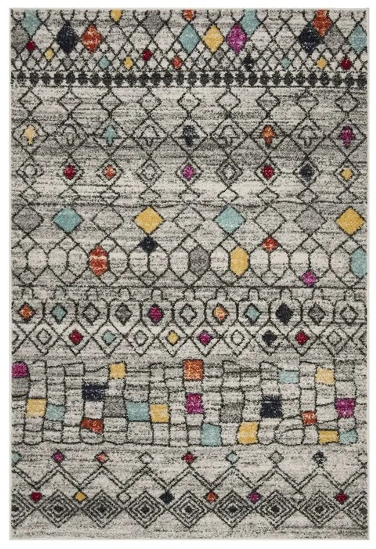 ADIRONDACK Contemporary Light Grey / Fuchsia 2'-6" X 12' Powerloomed Rug