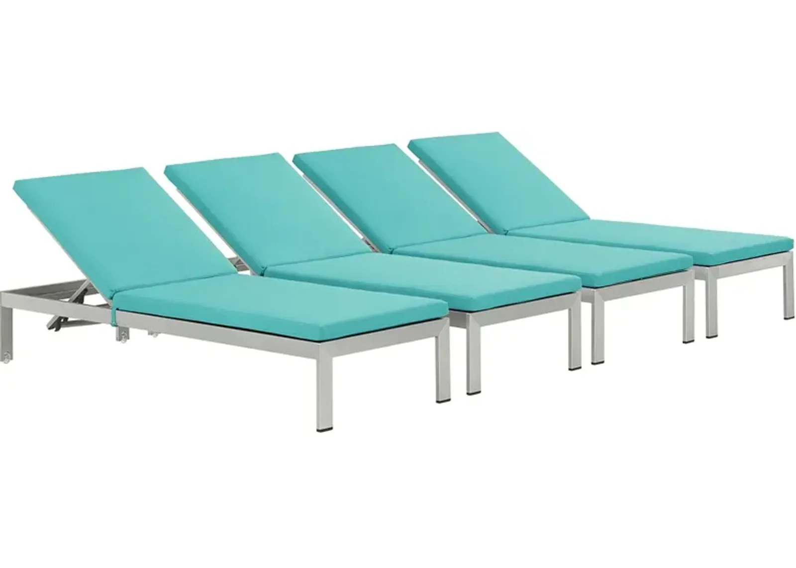 Shore Chaise with Cushions Outdoor Patio Aluminum Set of 4