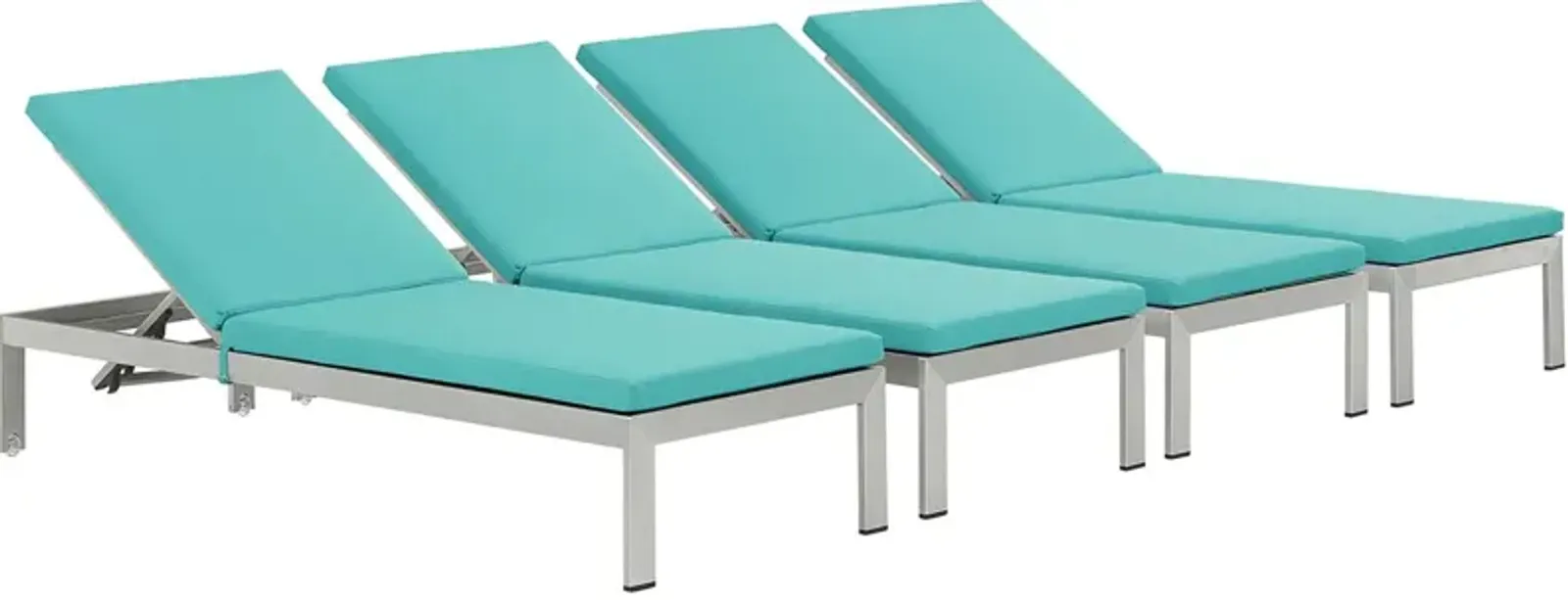 Shore Chaise with Cushions Outdoor Patio Aluminum Set of 4