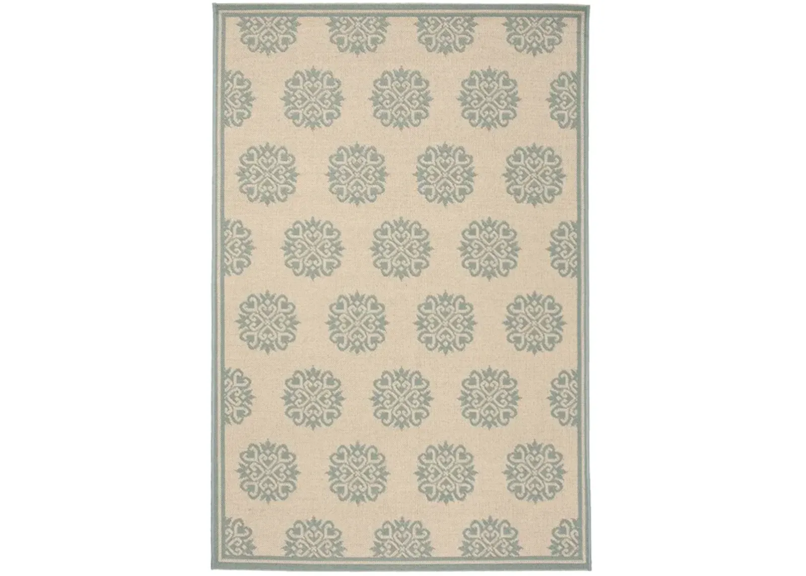 LINDEN 181 Collection LND181L-4 Cream / Aqua 4' X 6'