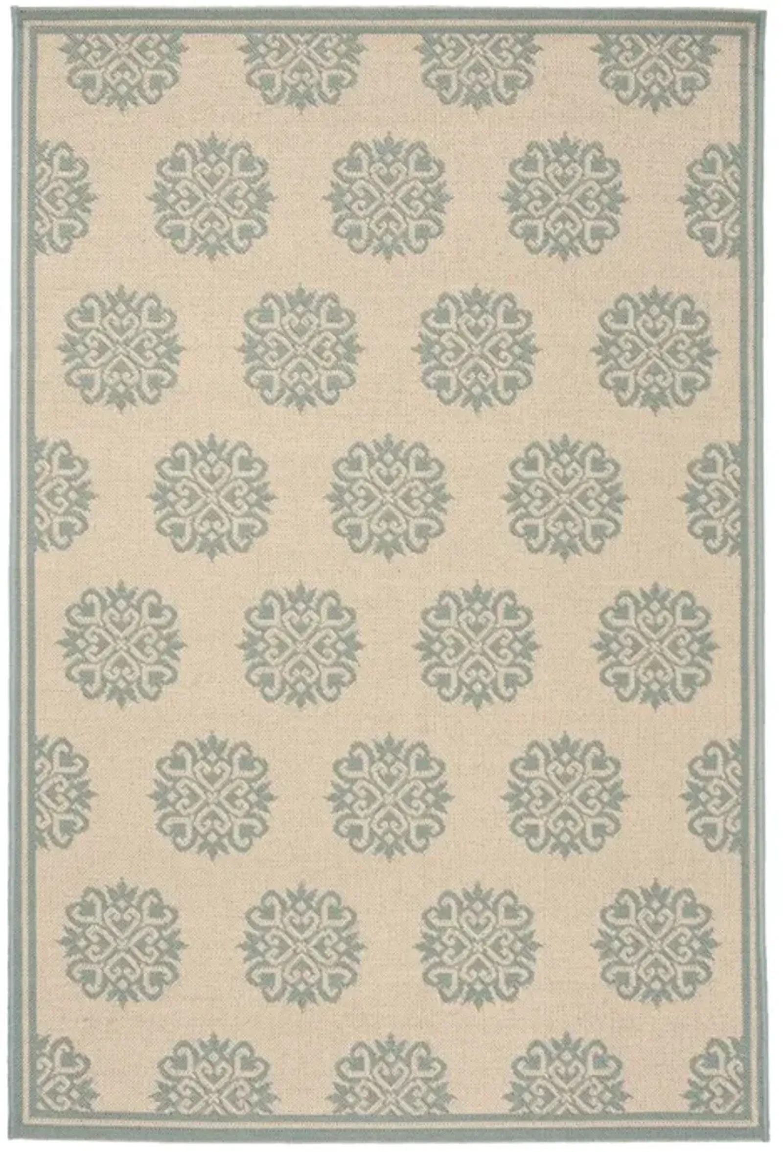 LINDEN 181 Collection LND181L-4 Cream / Aqua 4' X 6'