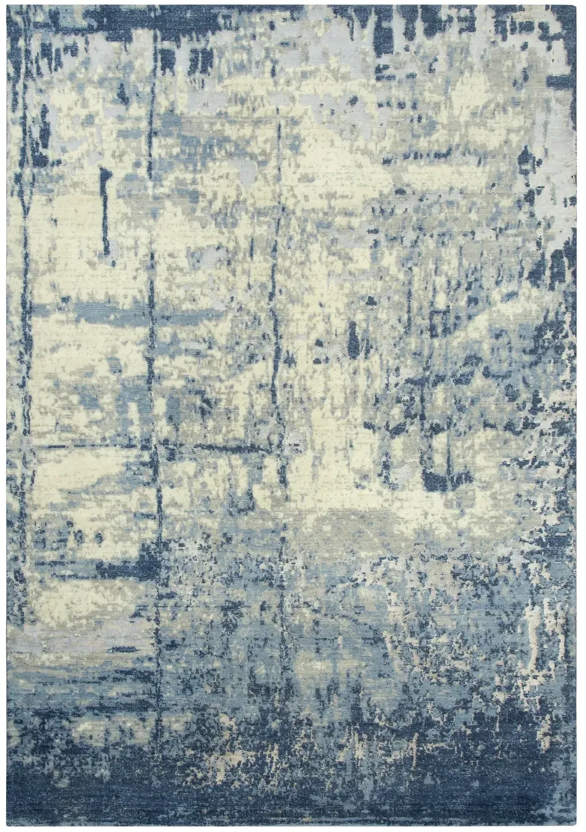 Impressions Blue Abstract NZ Wool/Tencel Blend 2' x 3'  Rectangle Rug